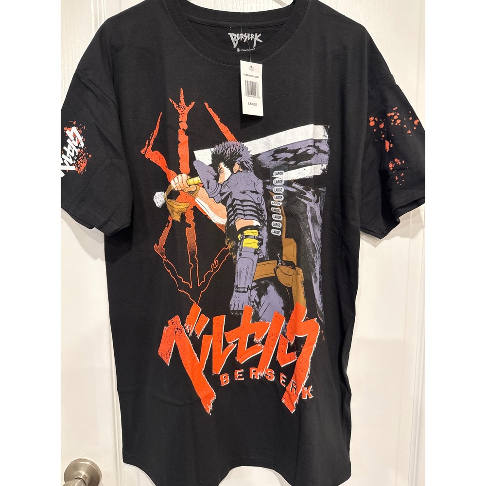 Berserk Guts Blood Anime Manga Black T Shirt Large Rare Graphic Tee